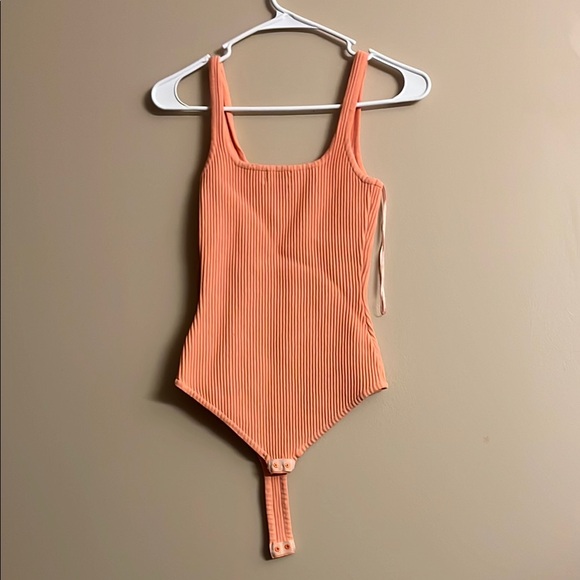 Orange Ribbed Kids One Piece - Picture 3 of 3